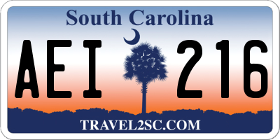 SC license plate AEI216