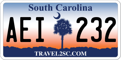 SC license plate AEI232