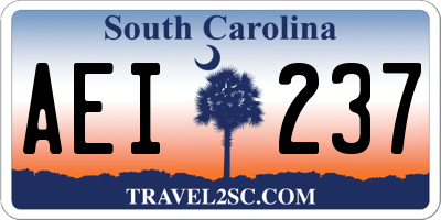 SC license plate AEI237