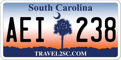 SC license plate AEI238