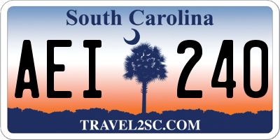 SC license plate AEI240