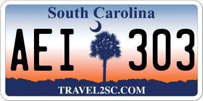 SC license plate AEI303
