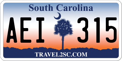 SC license plate AEI315
