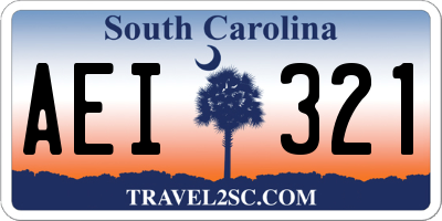 SC license plate AEI321