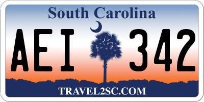 SC license plate AEI342