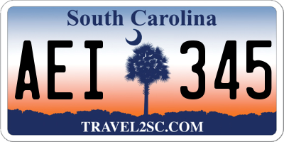 SC license plate AEI345