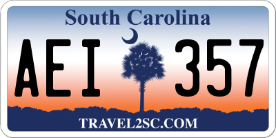 SC license plate AEI357