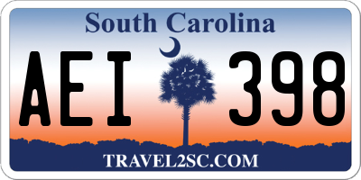 SC license plate AEI398