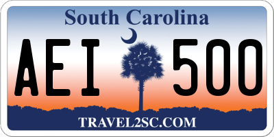 SC license plate AEI500