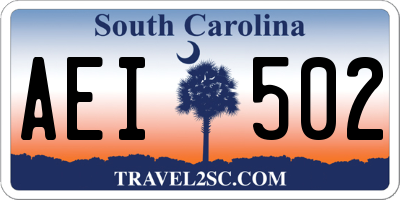 SC license plate AEI502