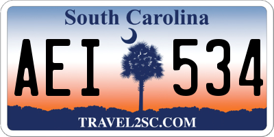 SC license plate AEI534