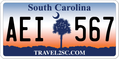 SC license plate AEI567