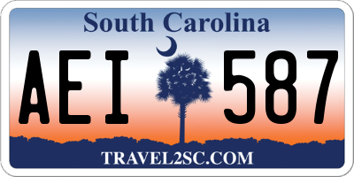 SC license plate AEI587