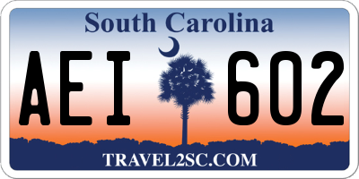 SC license plate AEI602