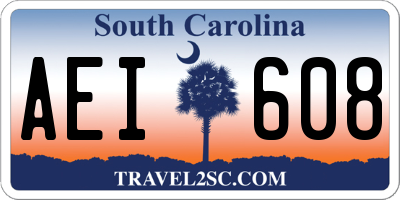 SC license plate AEI608