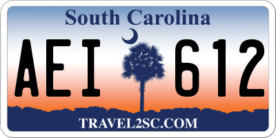 SC license plate AEI612