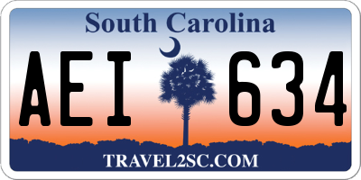 SC license plate AEI634