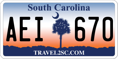 SC license plate AEI670