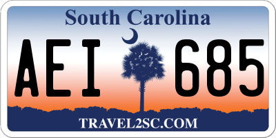 SC license plate AEI685