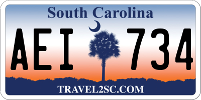 SC license plate AEI734