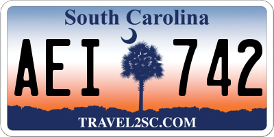 SC license plate AEI742