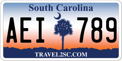 SC license plate AEI789