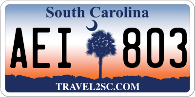 SC license plate AEI803