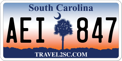 SC license plate AEI847