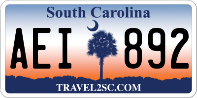 SC license plate AEI892