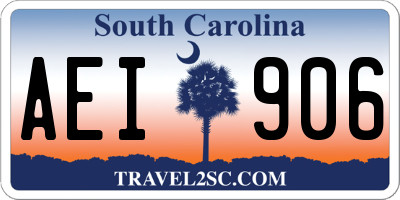 SC license plate AEI906
