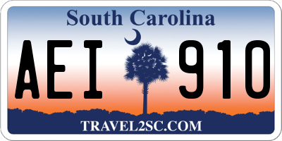 SC license plate AEI910