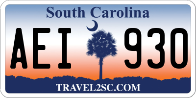 SC license plate AEI930