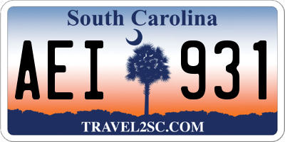 SC license plate AEI931