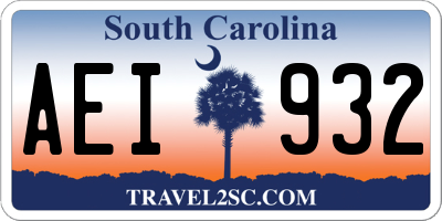 SC license plate AEI932
