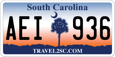SC license plate AEI936