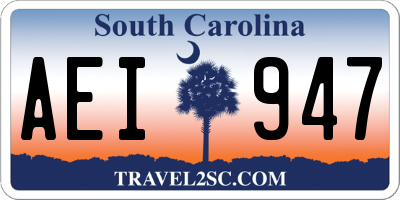 SC license plate AEI947