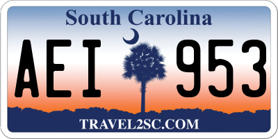 SC license plate AEI953