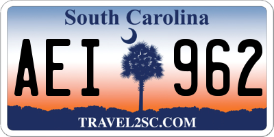 SC license plate AEI962