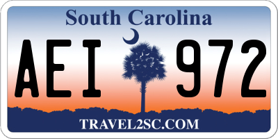 SC license plate AEI972
