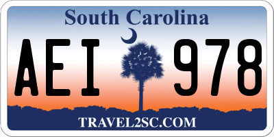 SC license plate AEI978