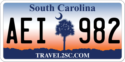 SC license plate AEI982