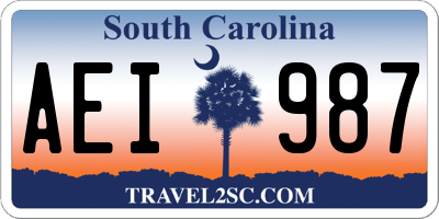 SC license plate AEI987