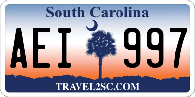 SC license plate AEI997