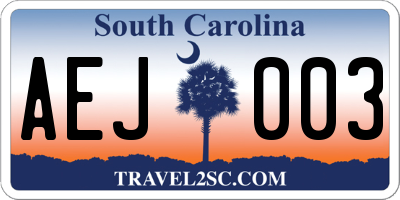 SC license plate AEJ003