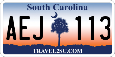 SC license plate AEJ113