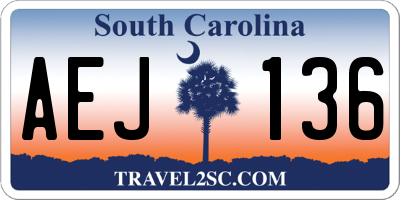 SC license plate AEJ136