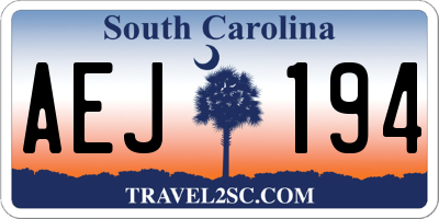 SC license plate AEJ194