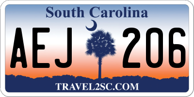 SC license plate AEJ206