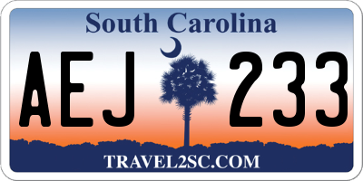 SC license plate AEJ233