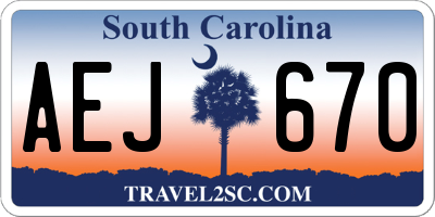 SC license plate AEJ670